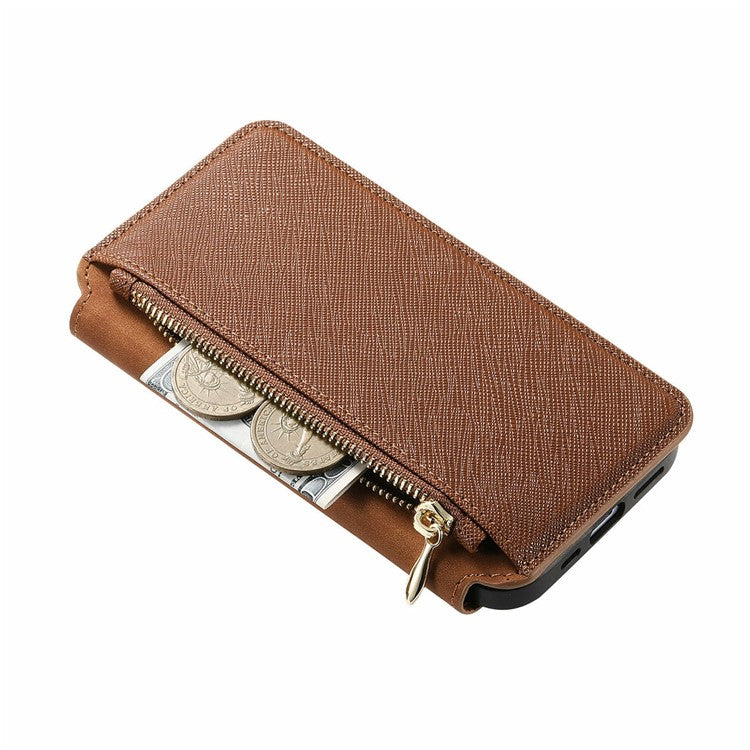 CASENEO For Huawei Pura 70 Ultra Case Cross Texture Leather Detachable Magnetic Phone Cover - Brown