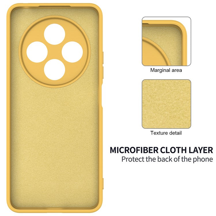 For Xiaomi Poco C75 4G / Redmi 14R 5G / 14C 4G / A4 5G Case Liquid Silicone Anti-Scratch Phone Cover with Hand Strap - Yellow