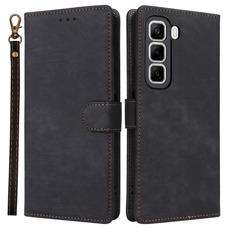 For Infinix Hot 50 4G X6882 Wallet Case RFID Blocking PU Leather Cover Stand View - Black