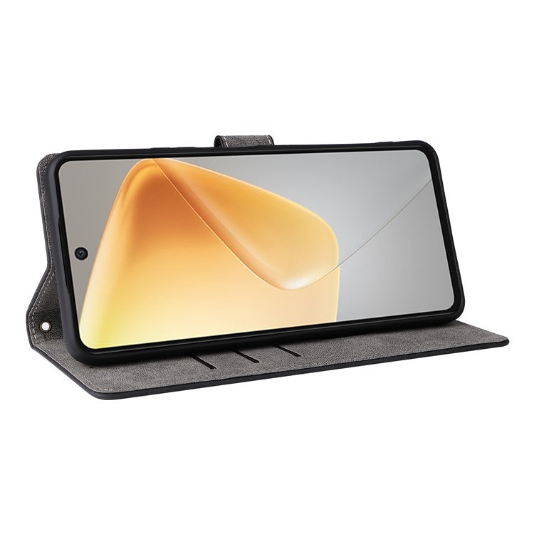 For Infinix Hot 50 4G X6882 Wallet Case RFID Blocking PU Leather Cover Stand View - Black