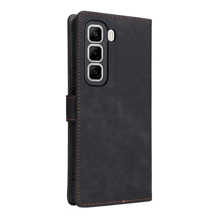 For Infinix Hot 50 4G X6882 Wallet Case RFID Blocking PU Leather Cover Stand View - Black