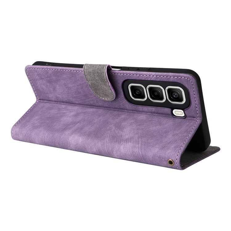 For Infinix Hot 50 4G X6882 Wallet Case RFID Blocking PU Leather Cover Stand View - Purple