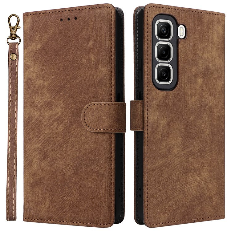 For Infinix Hot 50 4G X6882 Wallet Case RFID Blocking PU Leather Cover Stand View - Brown