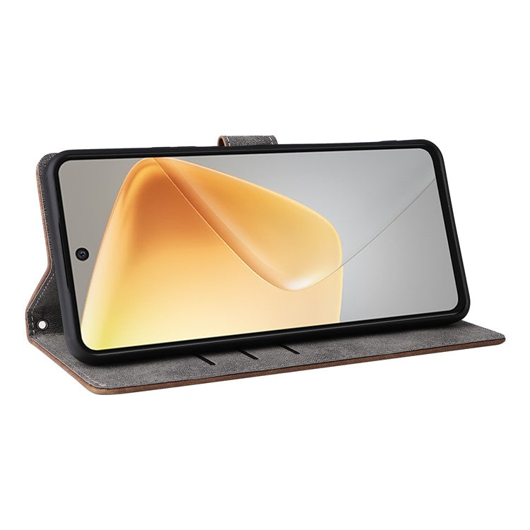 For Infinix Hot 50 4G X6882 Wallet Case RFID Blocking PU Leather Cover Stand View - Brown