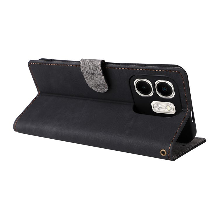 For Infinix Smart 9 4G X6532 / Hot 50i 4G X6531 Wallet Case RFID Blocking PU Leather Cover Stand View - Black