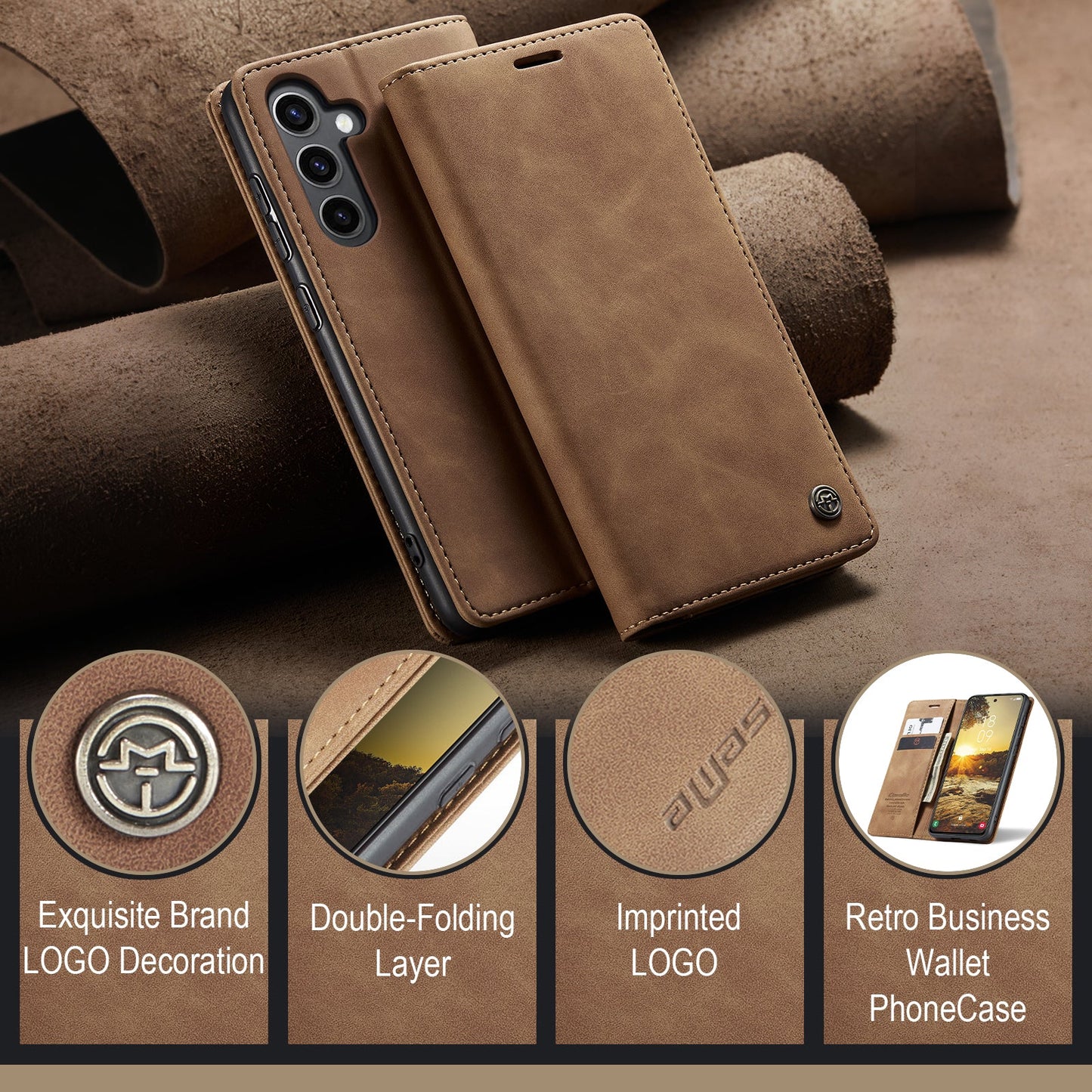 For Samsung Galaxy S24 FE Case CASEME 013 Series Card Holder Stand Leather Phone CoverCaseMe - Blue
