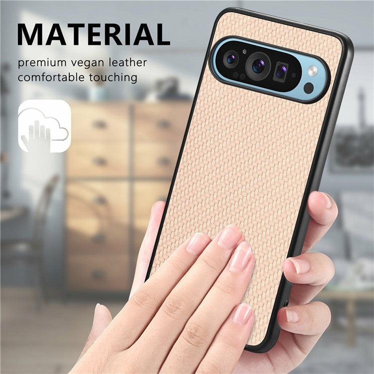 For Google Pixel 9 / Pixel 9 Pro Case Carbon Fiber Texture PU+PC+TPU Phone Cover - Blue