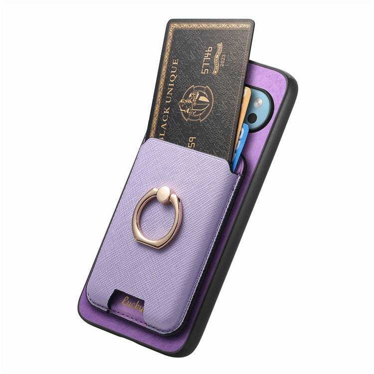 For Google Pixel 9 / Pixel 9 Pro Magnetic Case Leather+TPU Phone Cover Detachable Card Bag - Purple