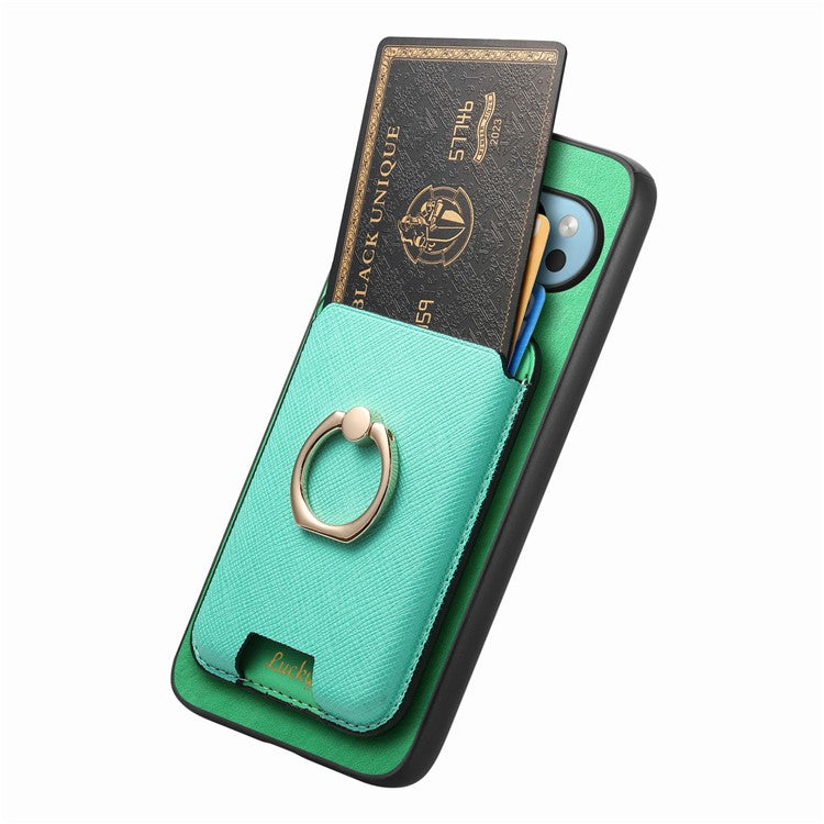 For Google Pixel 9 / Pixel 9 Pro Magnetic Case Leather+TPU Phone Cover Detachable Card Bag - Green