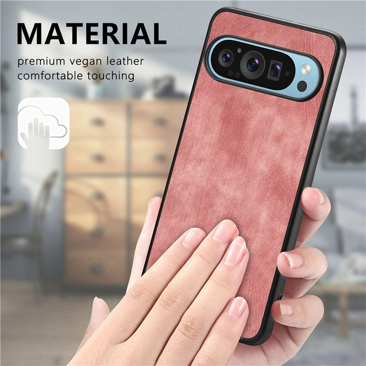For Google Pixel 9 / Pixel 9 Pro Case Retro Leather + TPU Shockproof Protective Phone Cover - Brown