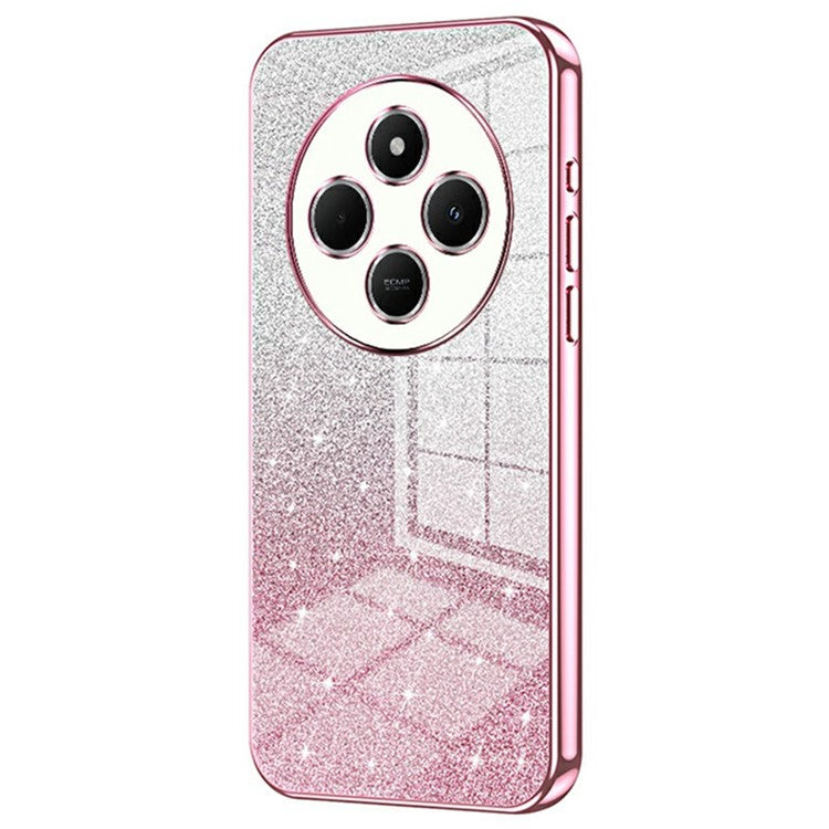For Xiaomi Poco C75 4G / Redmi 14R 5G / 14C 4G Case Electroplating Gradient Glitter TPU Phone Cover - Pink