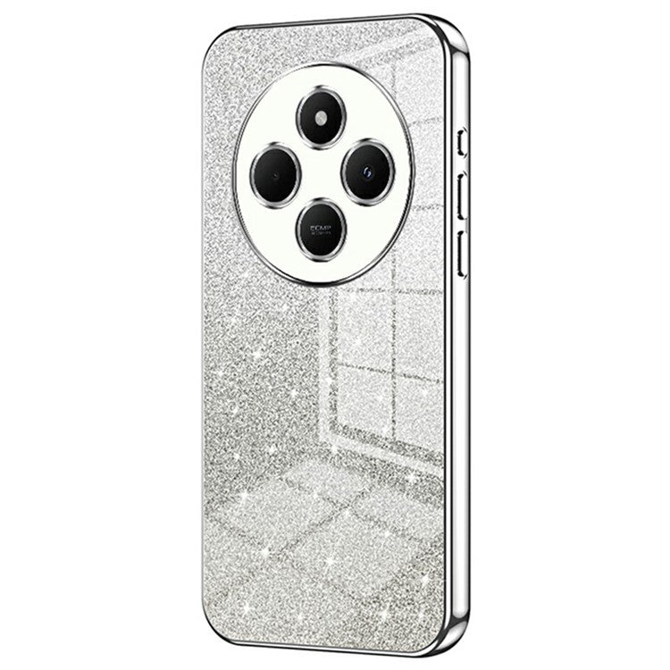 For Xiaomi Poco C75 4G / Redmi 14R 5G / 14C 4G Case Electroplating Gradient Glitter TPU Phone Cover - Silver