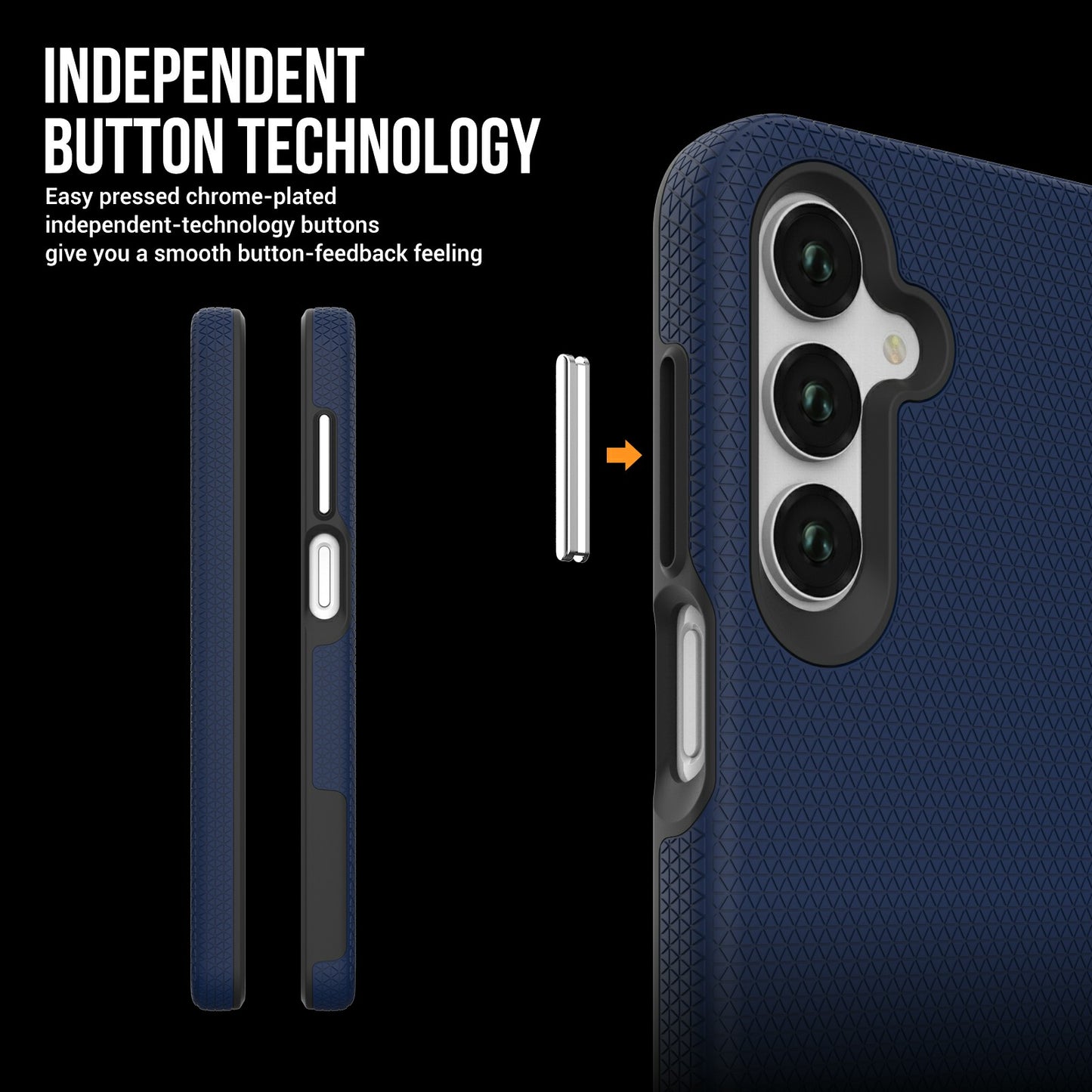 For Samsung Galaxy A16 5G / A16 4G Case TPU+PC Four Corner Anti-Drop Phone Cover - Navy Blue