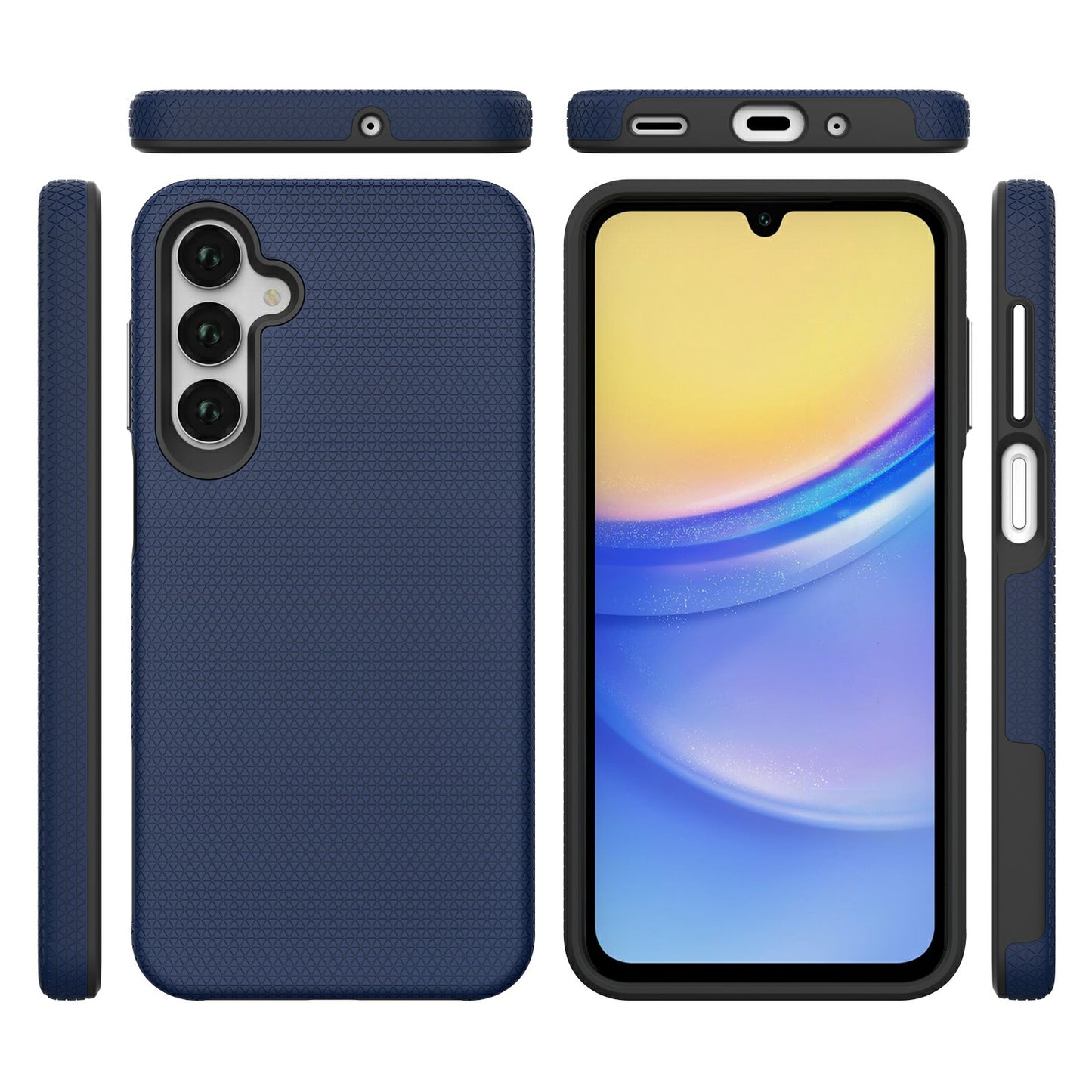 For Samsung Galaxy A16 5G / A16 4G Case TPU+PC Four Corner Anti-Drop Phone Cover - Navy Blue