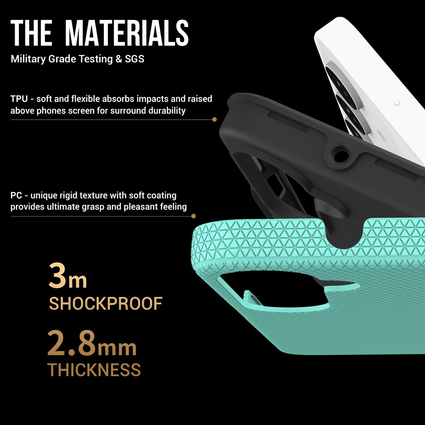 For Samsung Galaxy A16 5G / A16 4G Case TPU+PC Four Corner Anti-Drop Phone Cover - Mint Green