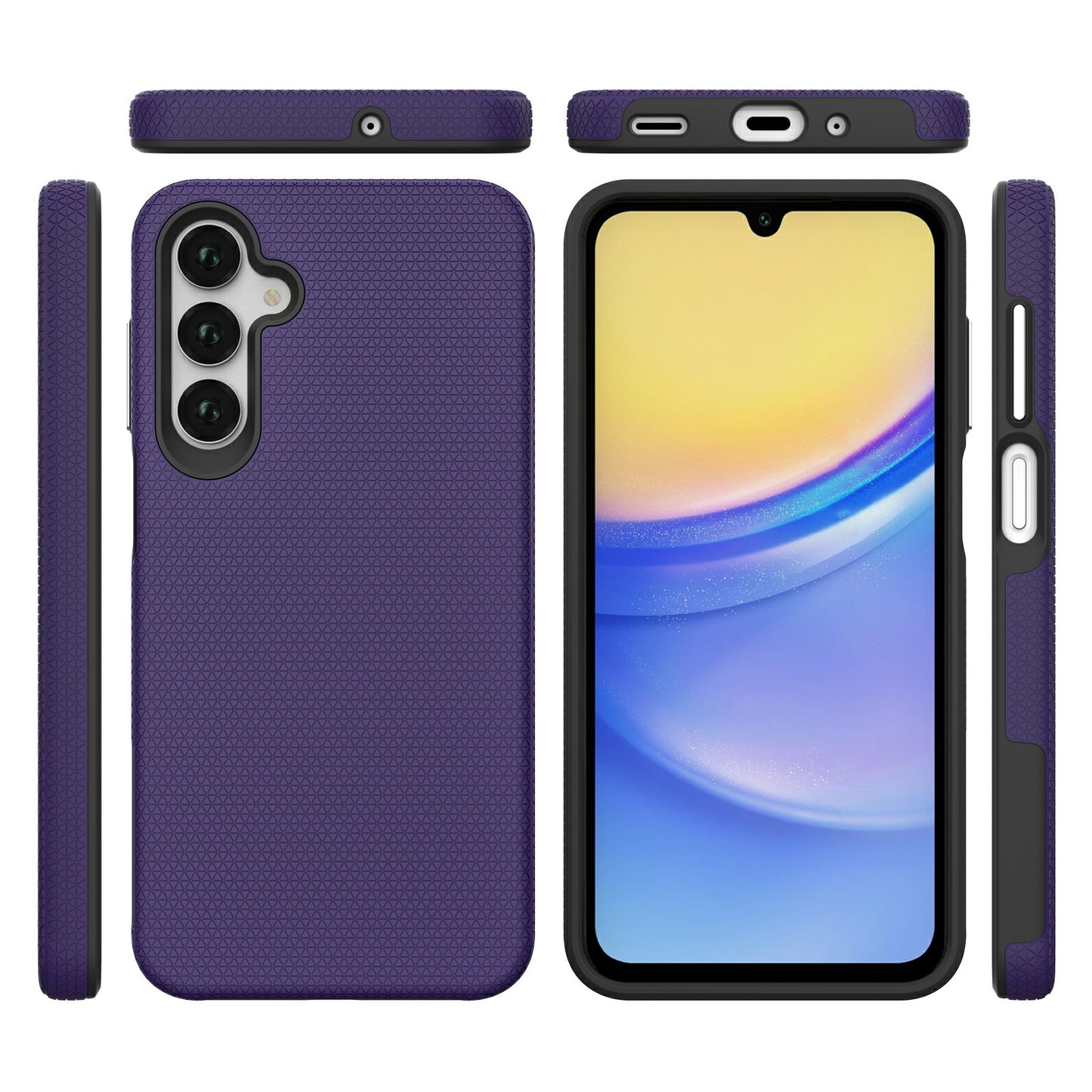 For Samsung Galaxy A16 5G / A16 4G Case TPU+PC Four Corner Anti-Drop Phone Cover - Dark Purple