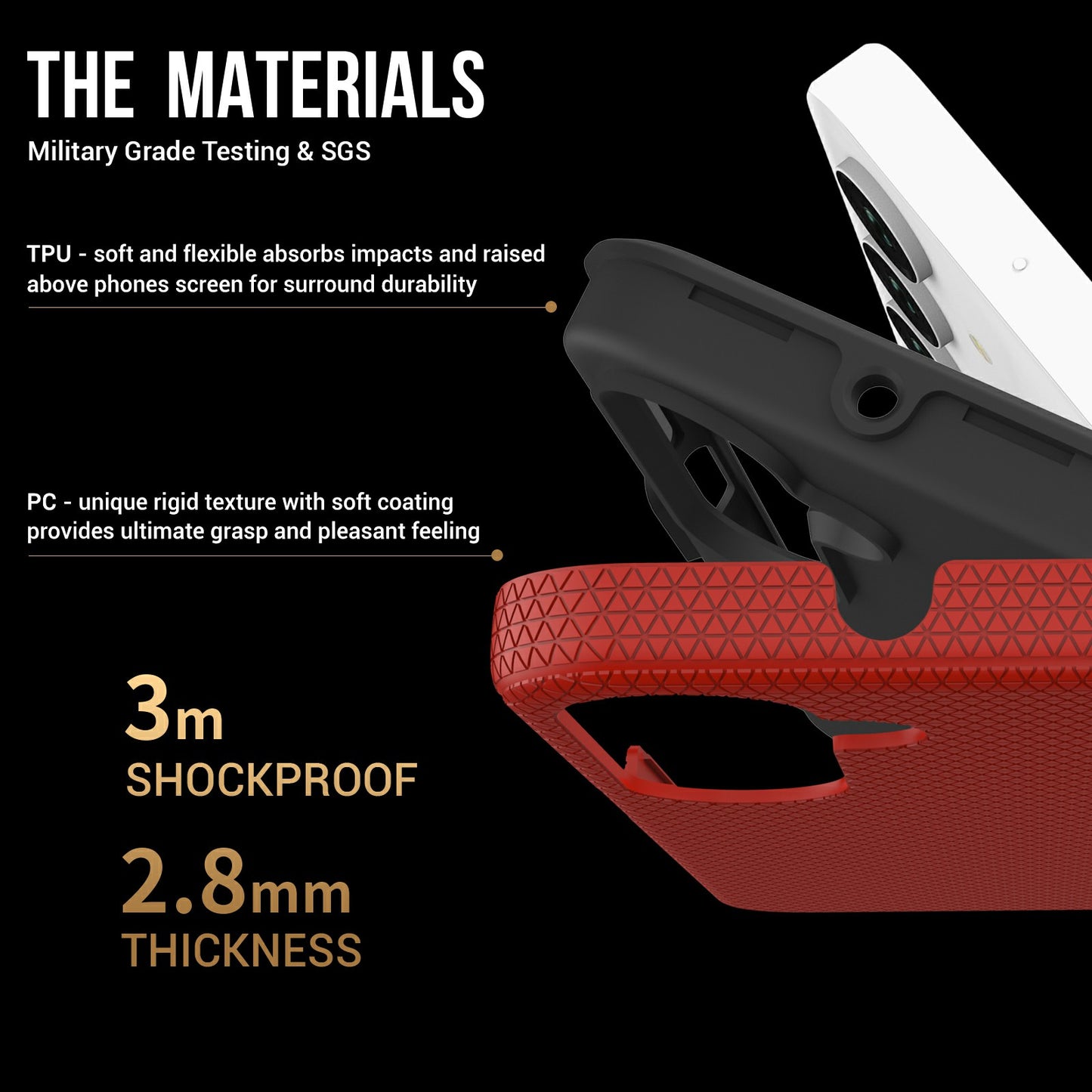 For Samsung Galaxy A16 5G / A16 4G Case TPU+PC Four Corner Anti-Drop Phone Cover - Red