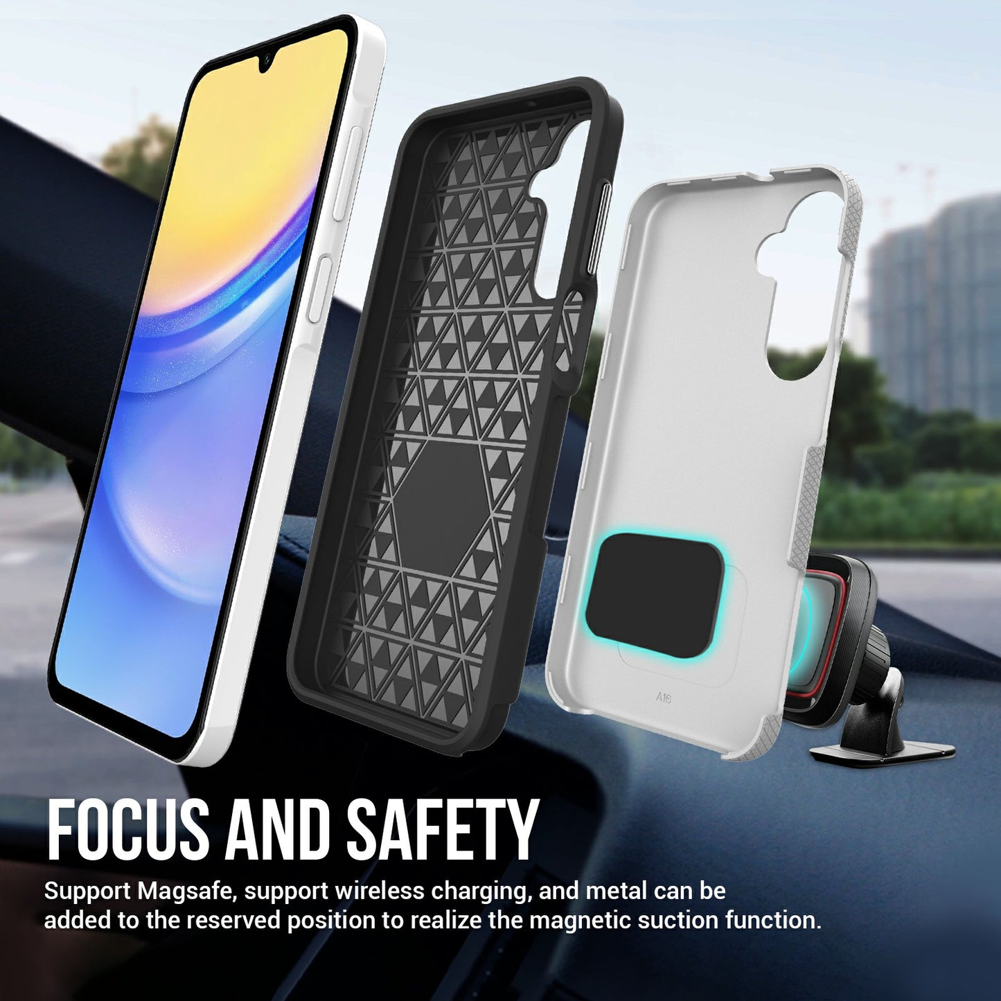 For Samsung Galaxy A16 5G / A16 4G Case TPU+PC Four Corner Anti-Drop Phone Cover - Silver