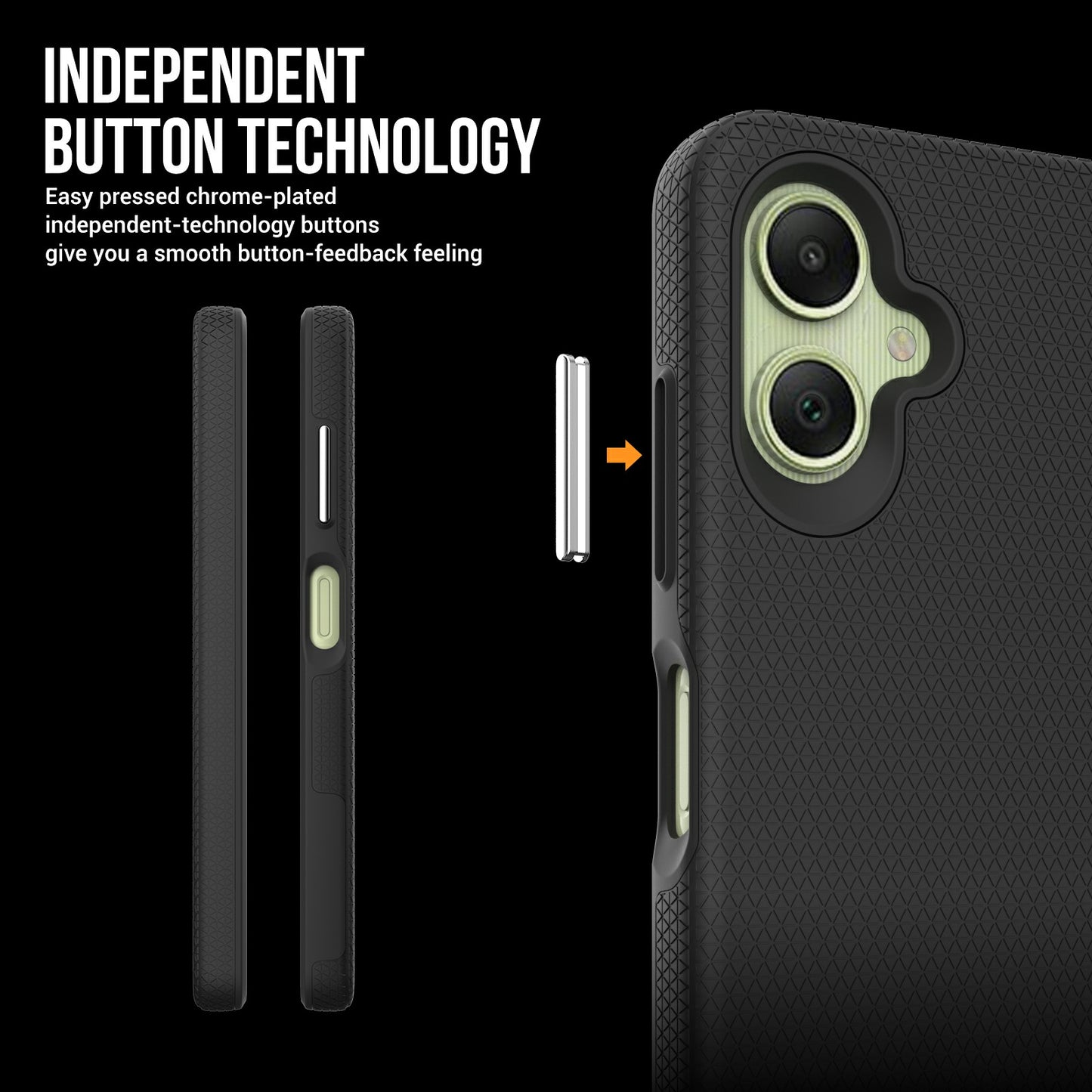 For Samsung Galaxy A06 Case TPU+PC Four Corner Anti-Drop Phone Cover - Black