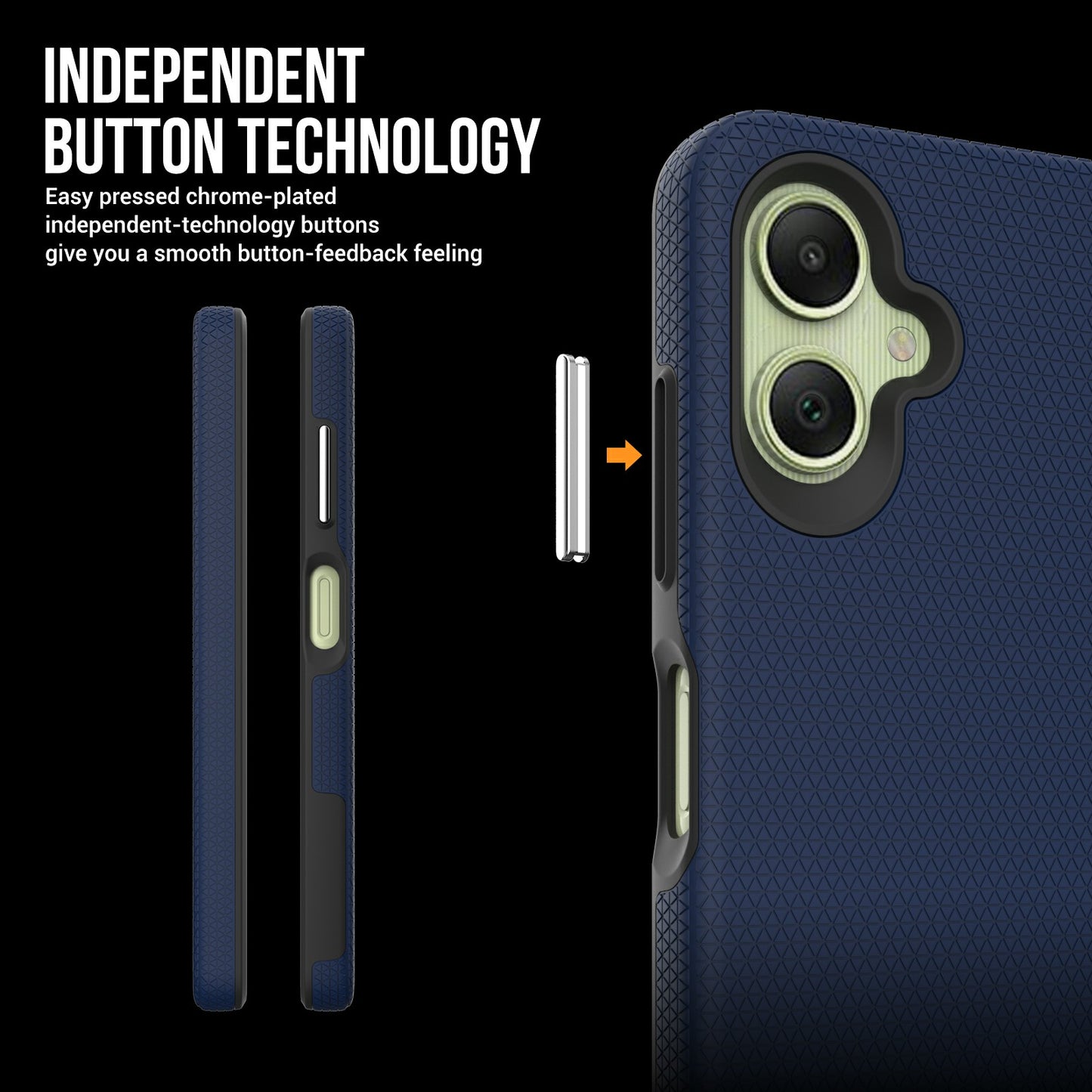 For Samsung Galaxy A06 Case TPU+PC Four Corner Anti-Drop Phone Cover - Navy Blue