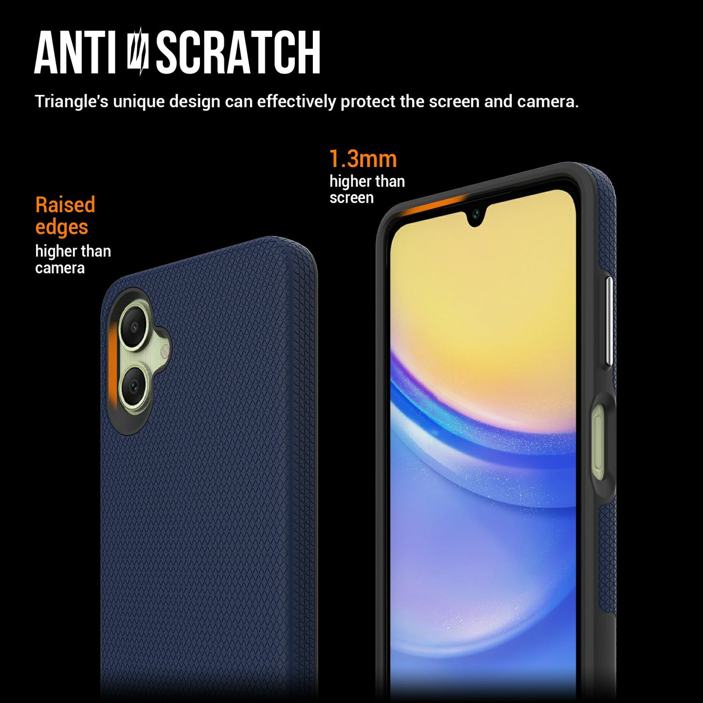 For Samsung Galaxy A06 Case TPU+PC Four Corner Anti-Drop Phone Cover - Navy Blue