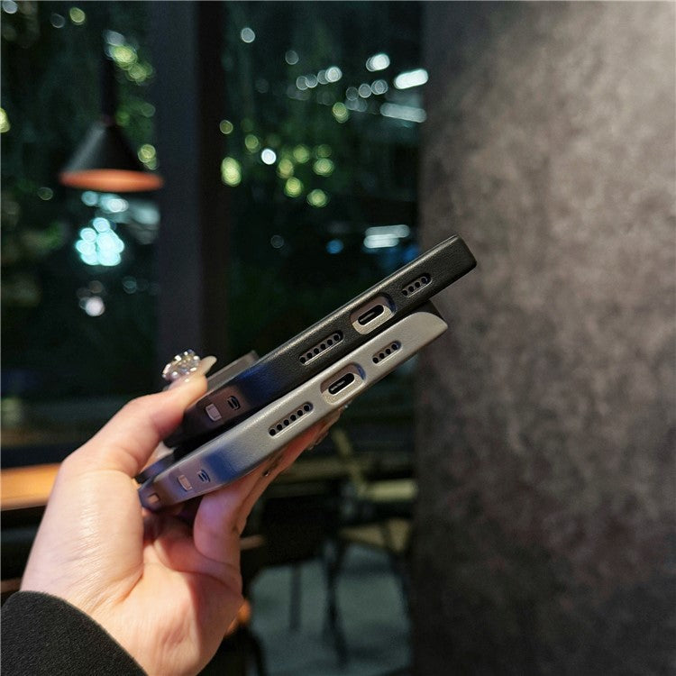 For iPhone 16 Pro Case Carbon Fiber Texture Leather+TPU+PC Skin-Touch Phone Cover - Black / Checkered