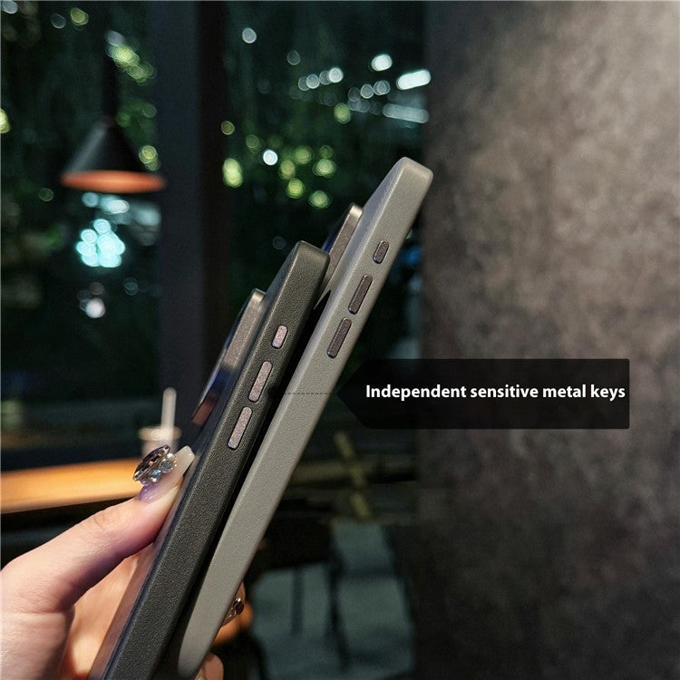 For iPhone 16 Pro Case Carbon Fiber Texture Leather+TPU+PC Skin-touch Phone Cover - Brown / Checkered