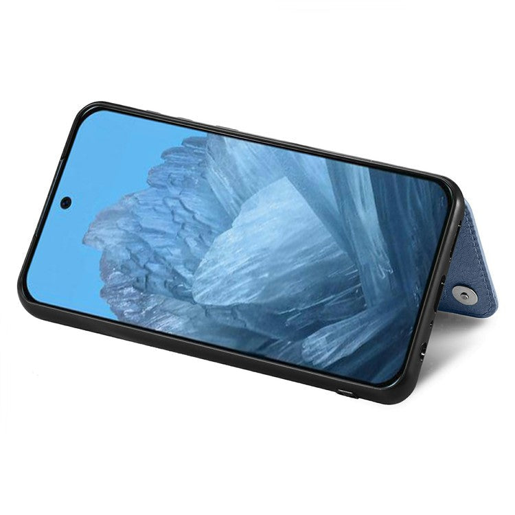 For Google Pixel 9 Pro XL Case Leather+PC+TPU Zipper Wallet Phone Shell Back Cover - Blue