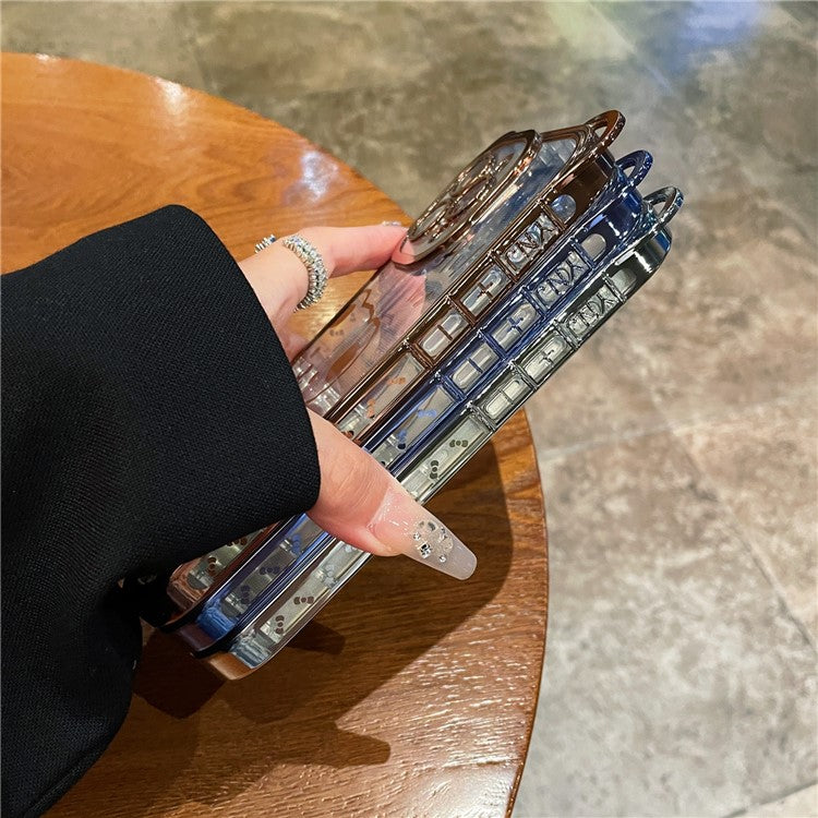 For iPhone 16 Pro Case Cute Bear Electroplating TPU Clear Phone Cover - Purple