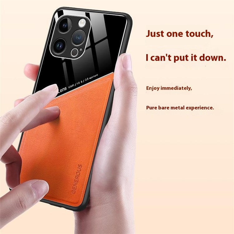 For iPhone 16 Pro Case Leather Coated PC+TPU Phone Back Cover - Green