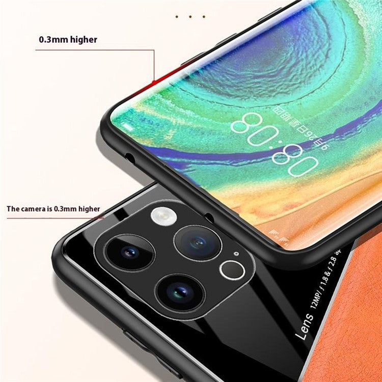 For iPhone 16 Pro Case Leather Coated PC+TPU Phone Back Cover - Green