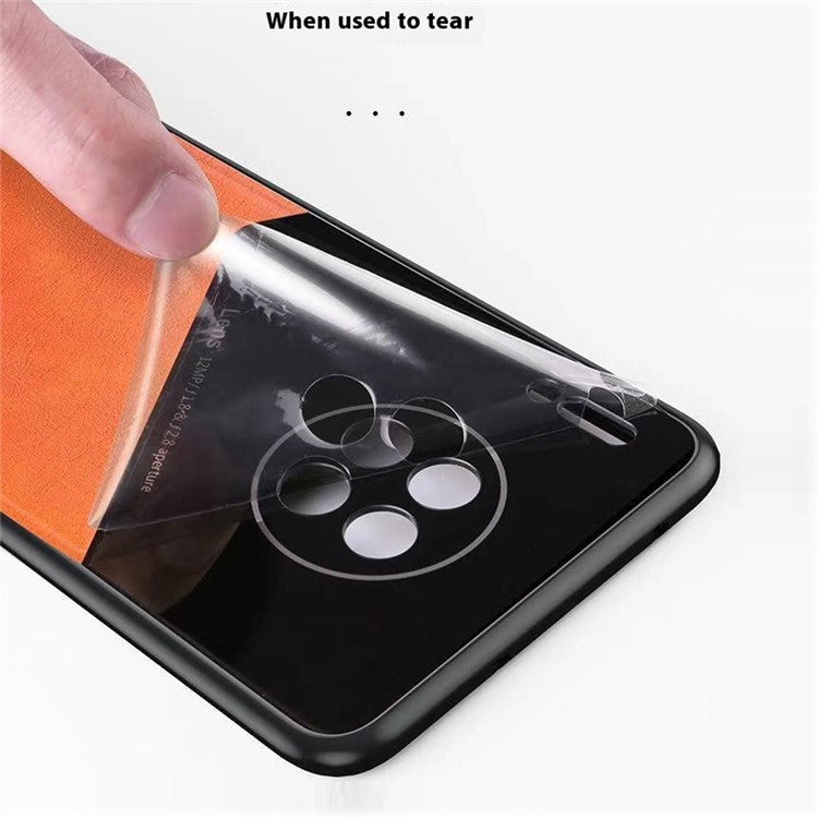 For iPhone 16 Pro Case Leather Coated PC+TPU Phone Back Cover - Green