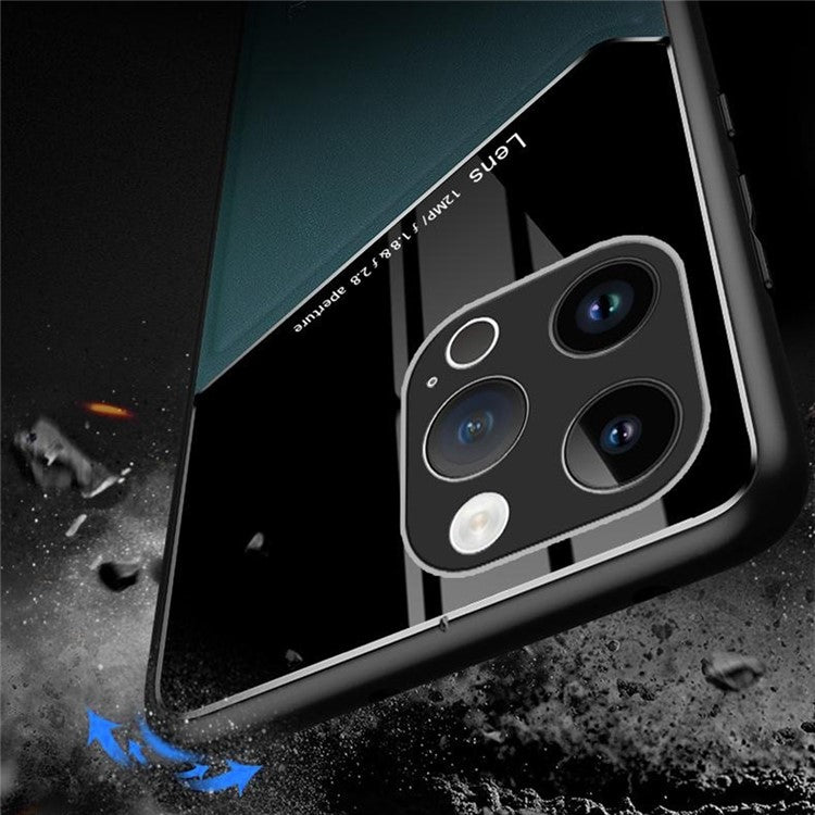 For iPhone 16 Pro Case Leather Coated PC+TPU Phone Back Cover - Green