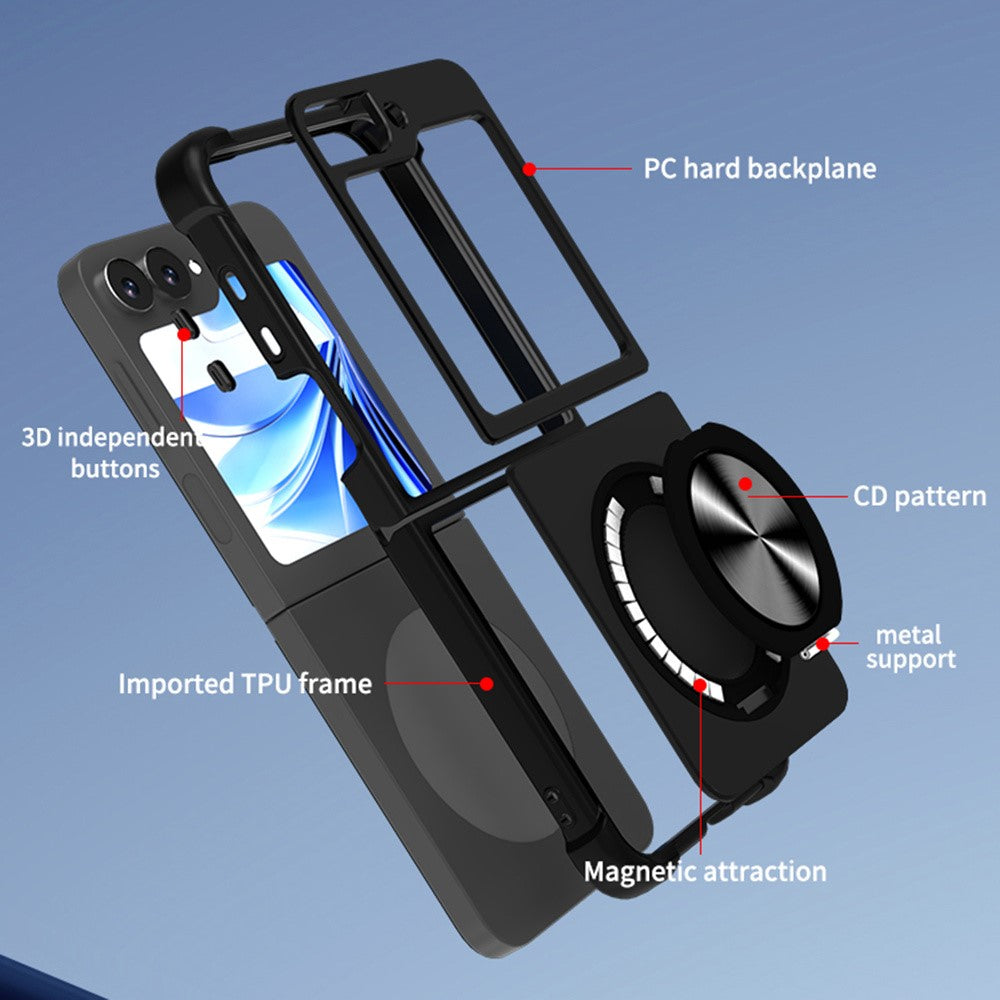 For Samsung Galaxy Z Flip7 FE 5G / Z Flip6 5G Case Compatible with MagSafe CD Vein Kickstand TPU+PC Phone Cover - Blue