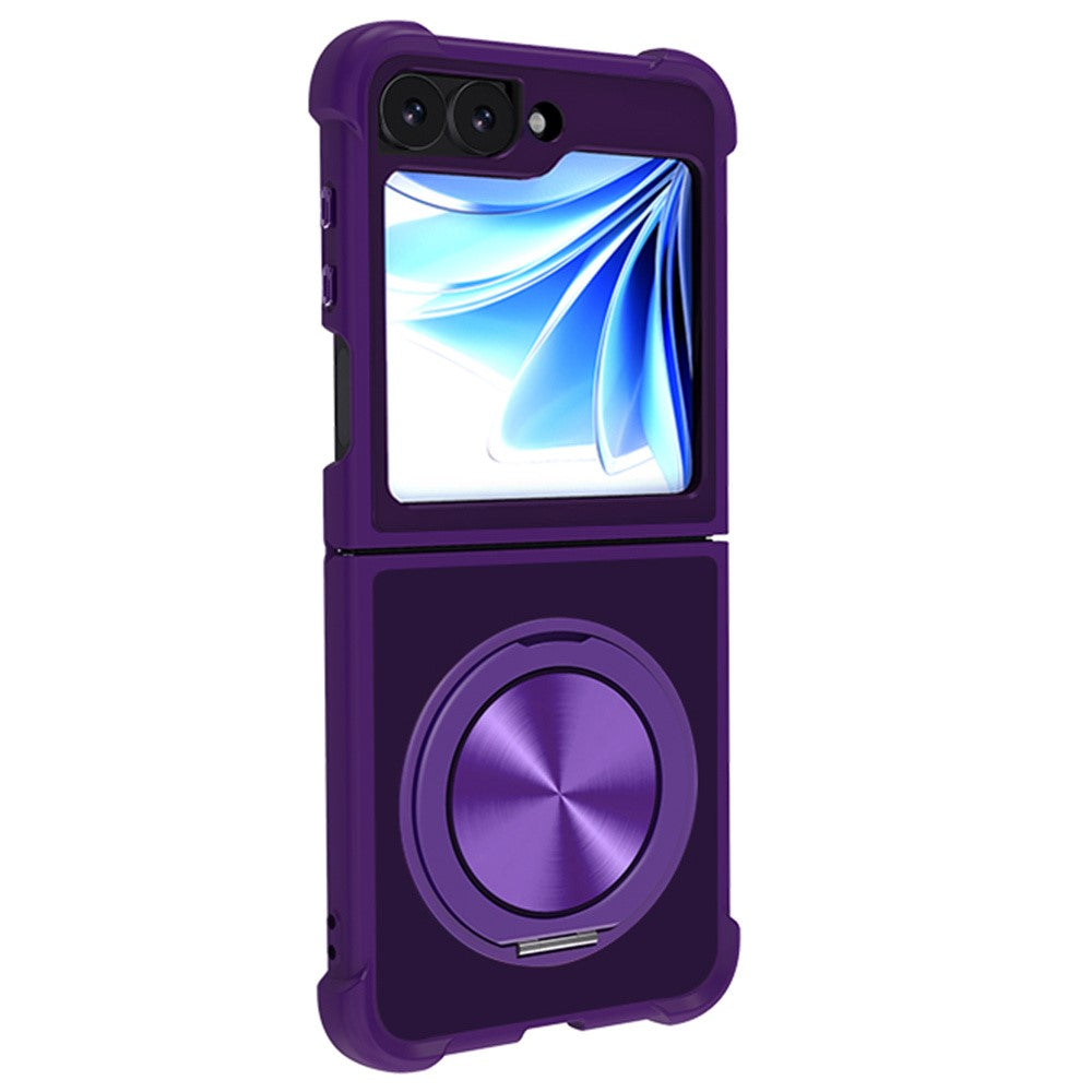 For Samsung Galaxy Z Flip7 FE 5G / Z Flip6 5G Case Compatible with MagSafe CD Vein Kickstand TPU+PC Phone Cover - Purple