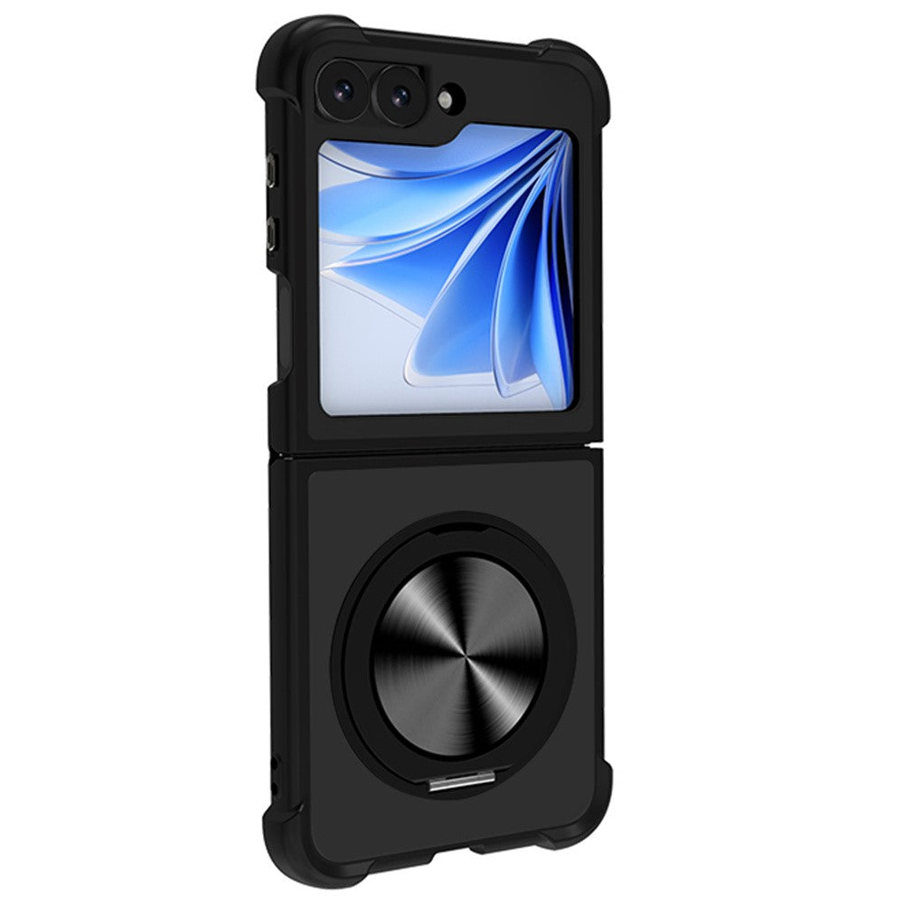 For Samsung Galaxy Z Flip7 FE 5G / Z Flip6 5G Case Compatible with MagSafe CD Vein Kickstand TPU+PC Phone Cover - Black