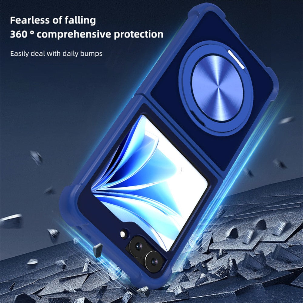 For Samsung Galaxy Z Flip7 FE 5G / Z Flip6 5G Case Compatible with MagSafe CD Vein Kickstand TPU+PC Phone Cover - Black