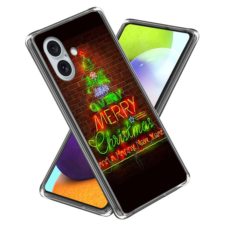 For iPhone 16 Plus Case Christmas Pattern Printing Soft TPU Phone Cover - Style I