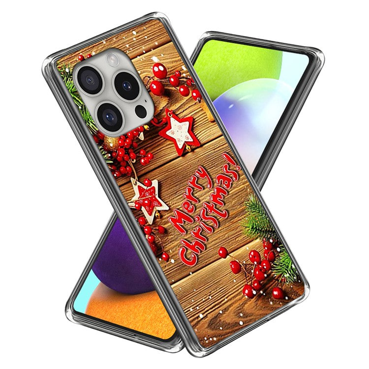 For iPhone 16 Pro Case Christmas Pattern Printing Soft TPU Phone Cover - Style C