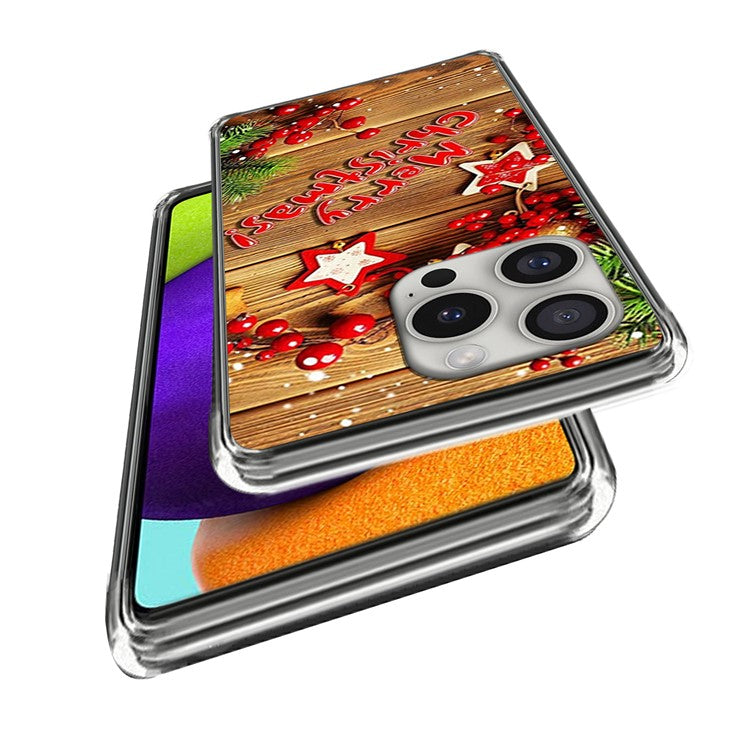 For iPhone 16 Pro Case Christmas Pattern Printing Soft TPU Phone Cover - Style C