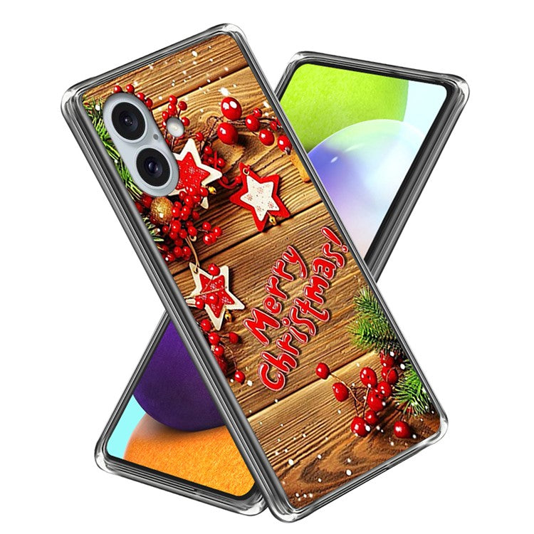 For iPhone 16 Case Christmas Pattern Printing Soft TPU Phone Cover - Style C