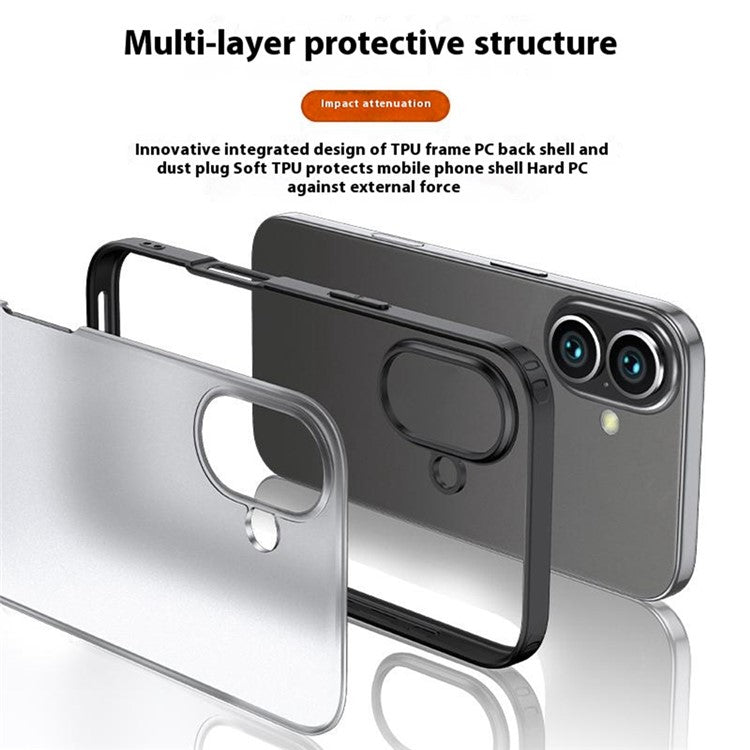 For iPhone 16 Plus Case PC+TPU Phone Cover Airbag Protection - Black