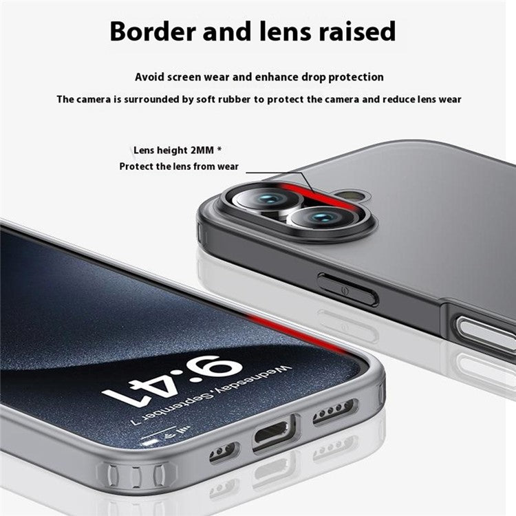 For iPhone 16 Plus Case PC+TPU Phone Cover Airbag Protection - Black