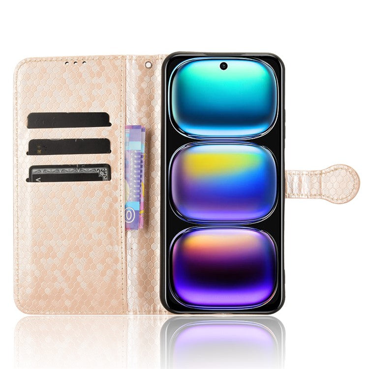 For Infinix Hot 50i 4G  /  Smart 9 4G Wallet Case Dot Pattern Imprint PU Leather Phone Cover - Rose Gold