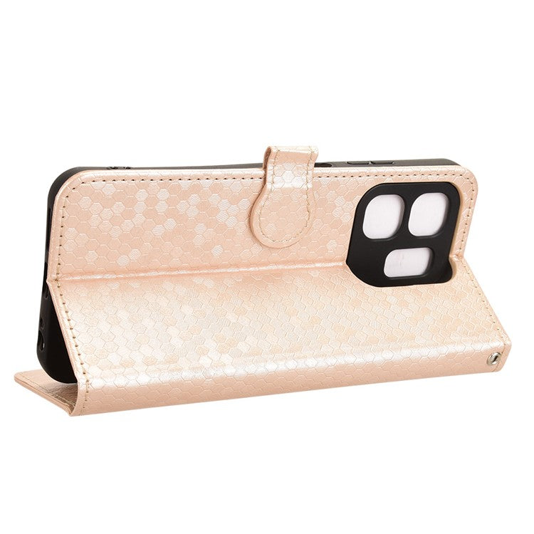 For Infinix Hot 50i 4G  /  Smart 9 4G Wallet Case Dot Pattern Imprint PU Leather Phone Cover - Rose Gold