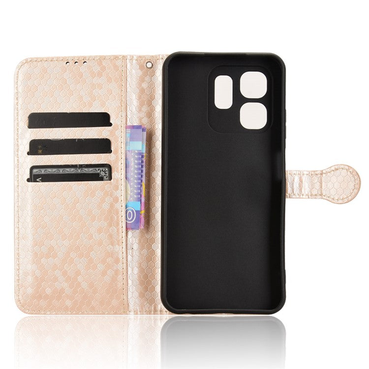 For Infinix Hot 50i 4G  /  Smart 9 4G Wallet Case Dot Pattern Imprint PU Leather Phone Cover - Rose Gold
