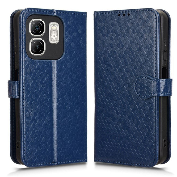 For Infinix Hot 50i 4G  /  Smart 9 4G Wallet Case Dot Pattern Imprint PU Leather Phone Cover - Dark Blue