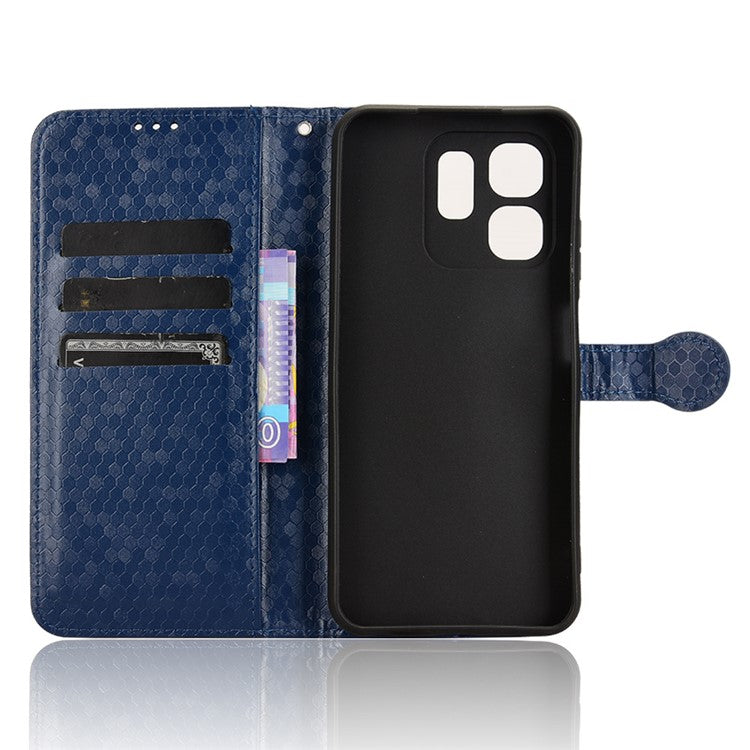 For Infinix Hot 50i 4G  /  Smart 9 4G Wallet Case Dot Pattern Imprint PU Leather Phone Cover - Dark Blue