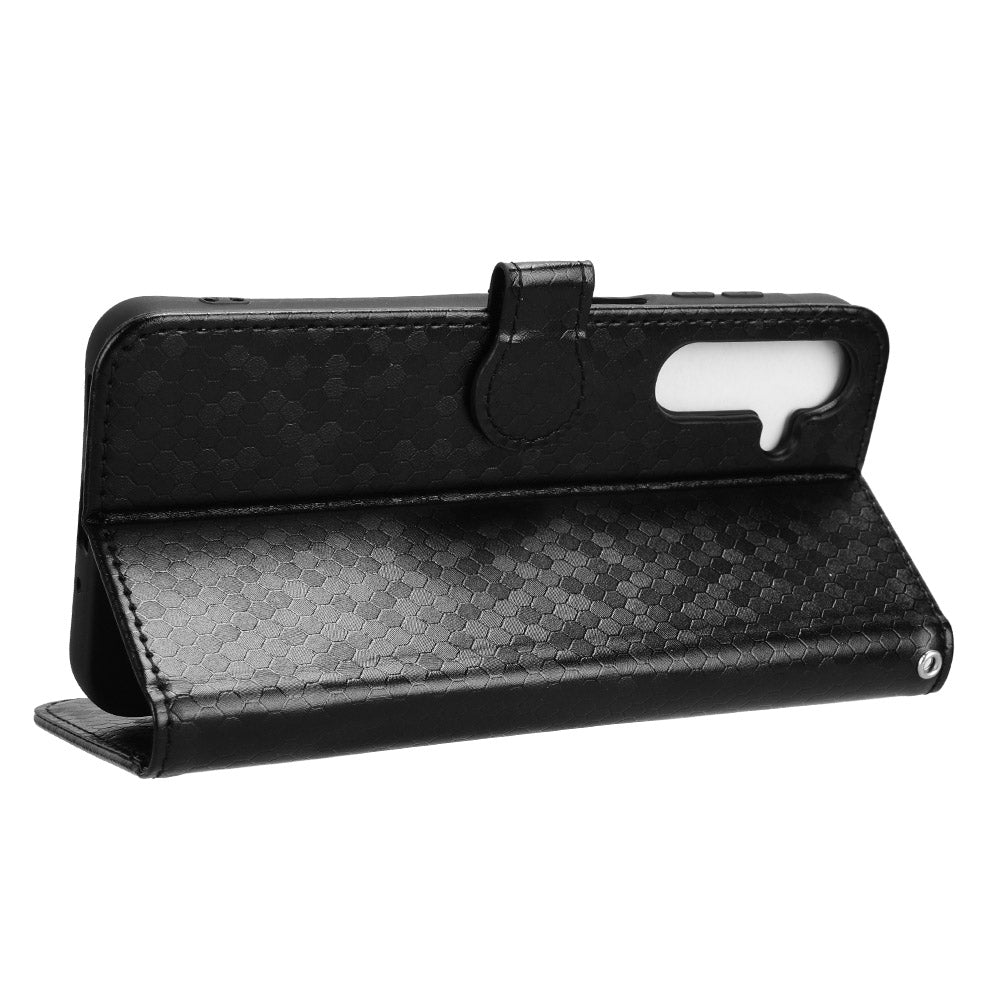 For Samsung Galaxy A16 5G / A16 4G Wallet Case Dot Pattern Imprint PU Leather Phone Cover - Black