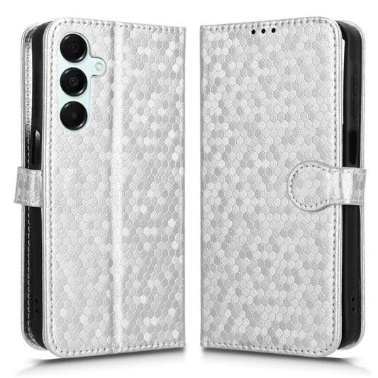 For Samsung Galaxy A16 5G / A16 4G Wallet Case Dot Pattern Imprint PU Leather Phone Cover - Silver